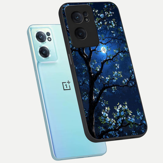Mystic Floral Night phone case For Oneplus Nord CE2 showing premium glass back cover with detailed artwork