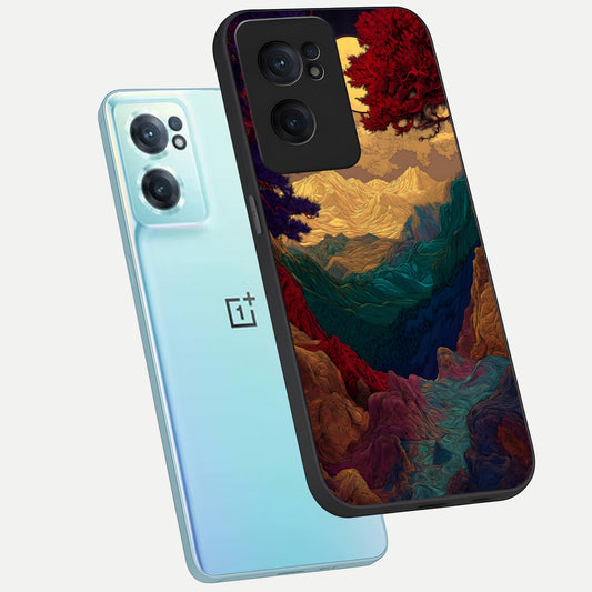 Mystic Valley Light phone case For Oneplus Nord CE2 showing premium glass back cover with detailed artwork