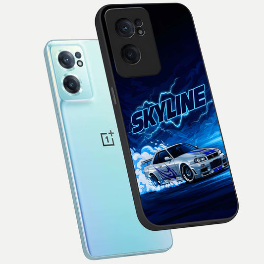 Neon Drift Beast phone case For Oneplus Nord CE2 showing premium glass back cover with detailed artwork