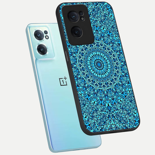 Ocean Bloom Mandala phone case For Oneplus Nord CE2 showing premium glass back cover with detailed artwork