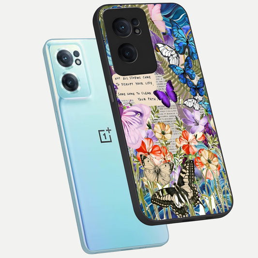Storm Path Bloom phone case For Oneplus Nord CE2 showing premium glass back cover with detailed artwork