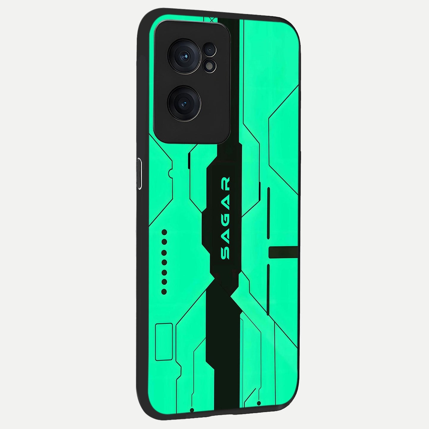 Aqua Tech CYBERPUNK Custom Name back cover For Oneplus Nord CE2 slim fit glass case with vibrant aesthetic design