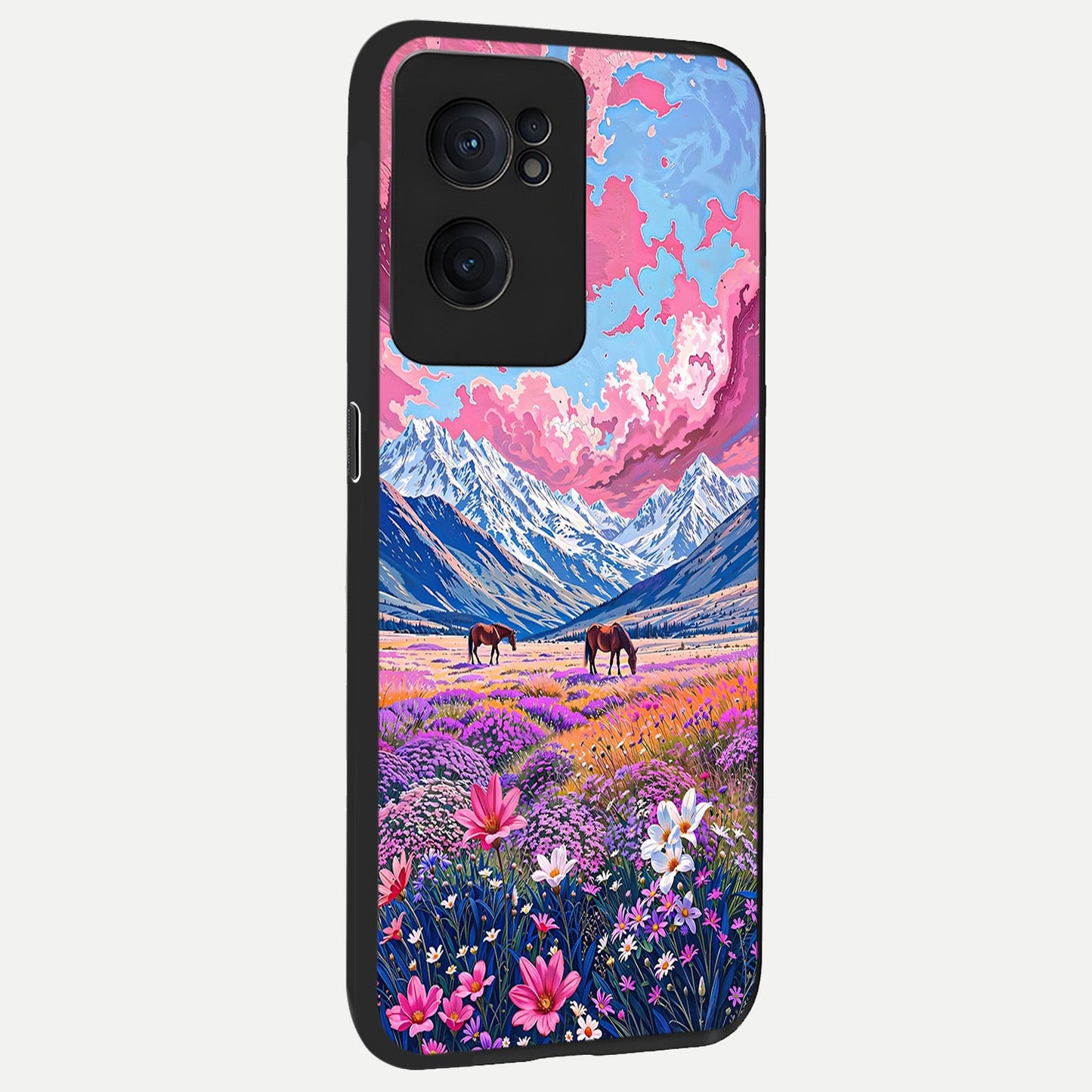 Blossom Valley Dream back cover For Oneplus Nord CE2 slim fit glass case with vibrant aesthetic design