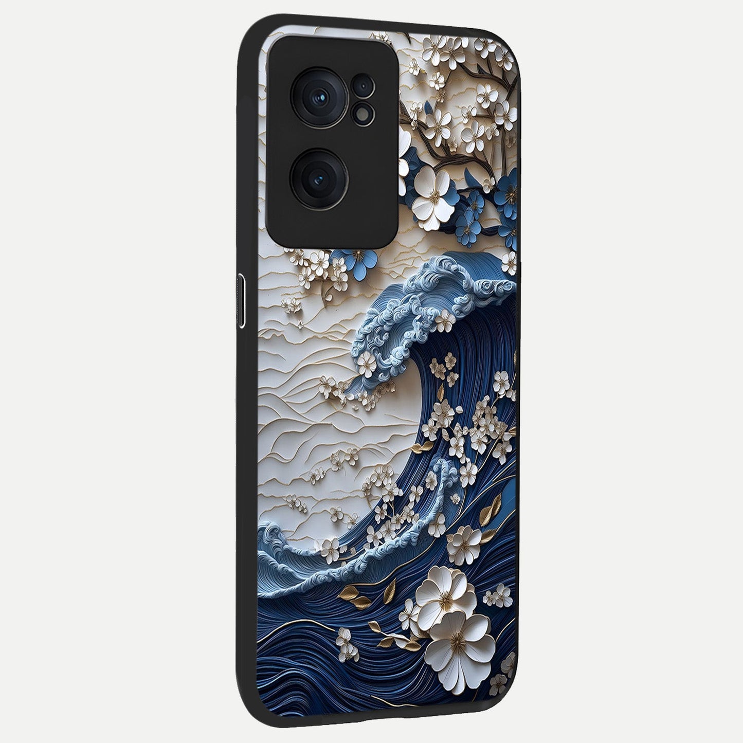 Blossom Wave Art back cover For Oneplus Nord CE2 slim fit glass case with vibrant aesthetic design