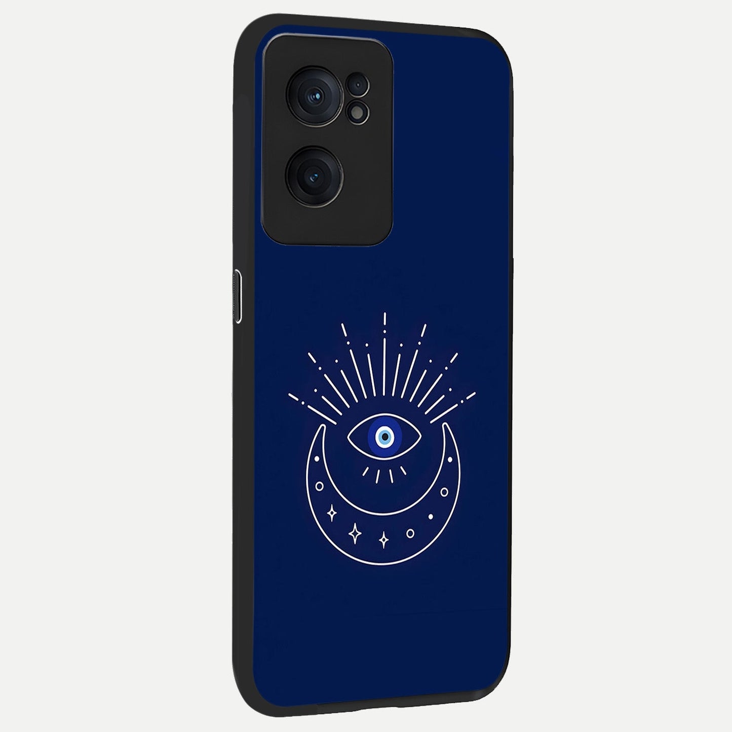 Blue Evil Eye back cover For Oneplus Nord CE2 slim fit glass case with vibrant aesthetic design