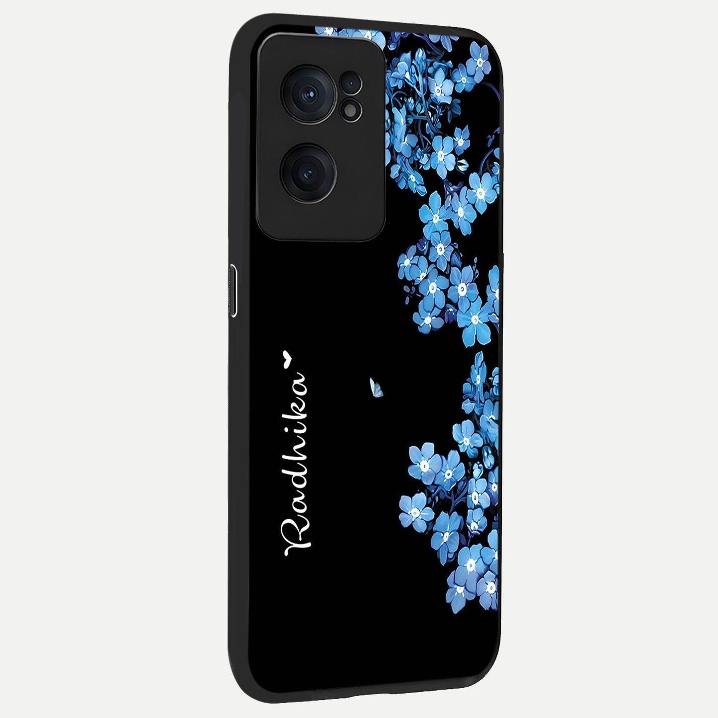 Blue Petal Dream Custom Name back cover For Oneplus Nord CE2 slim fit glass case with vibrant aesthetic design