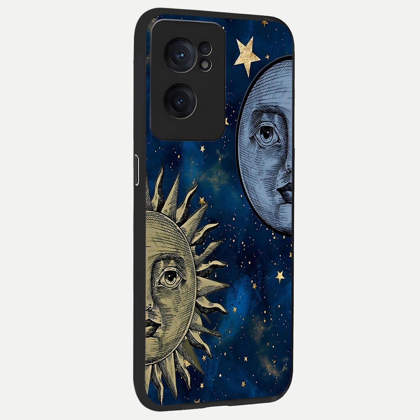 Celestial Moon With Sun back cover For Oneplus Nord CE2 slim fit glass case with vibrant aesthetic design