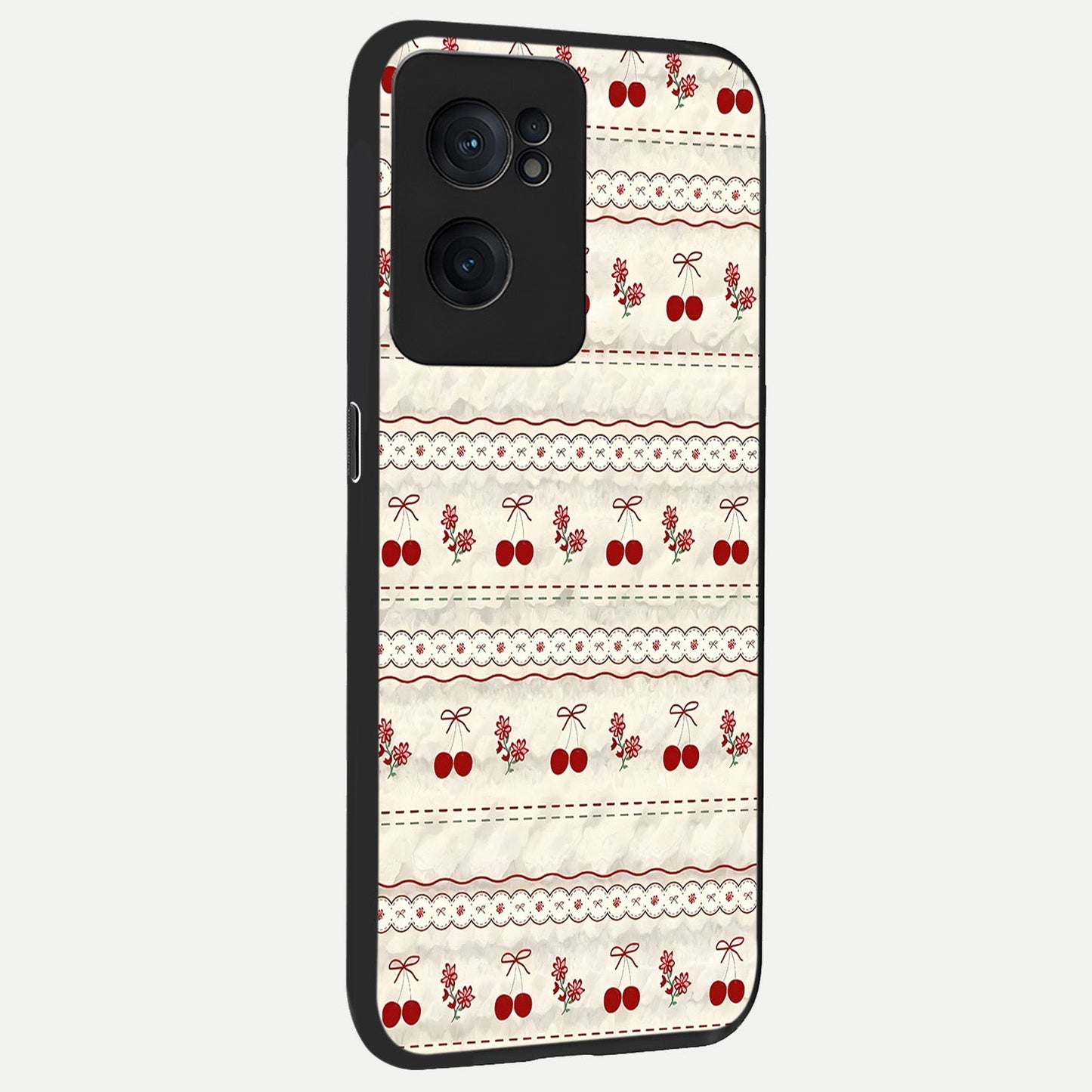 Cherry Bloom Charm back cover For Oneplus Nord CE2 slim fit glass case with vibrant aesthetic design
