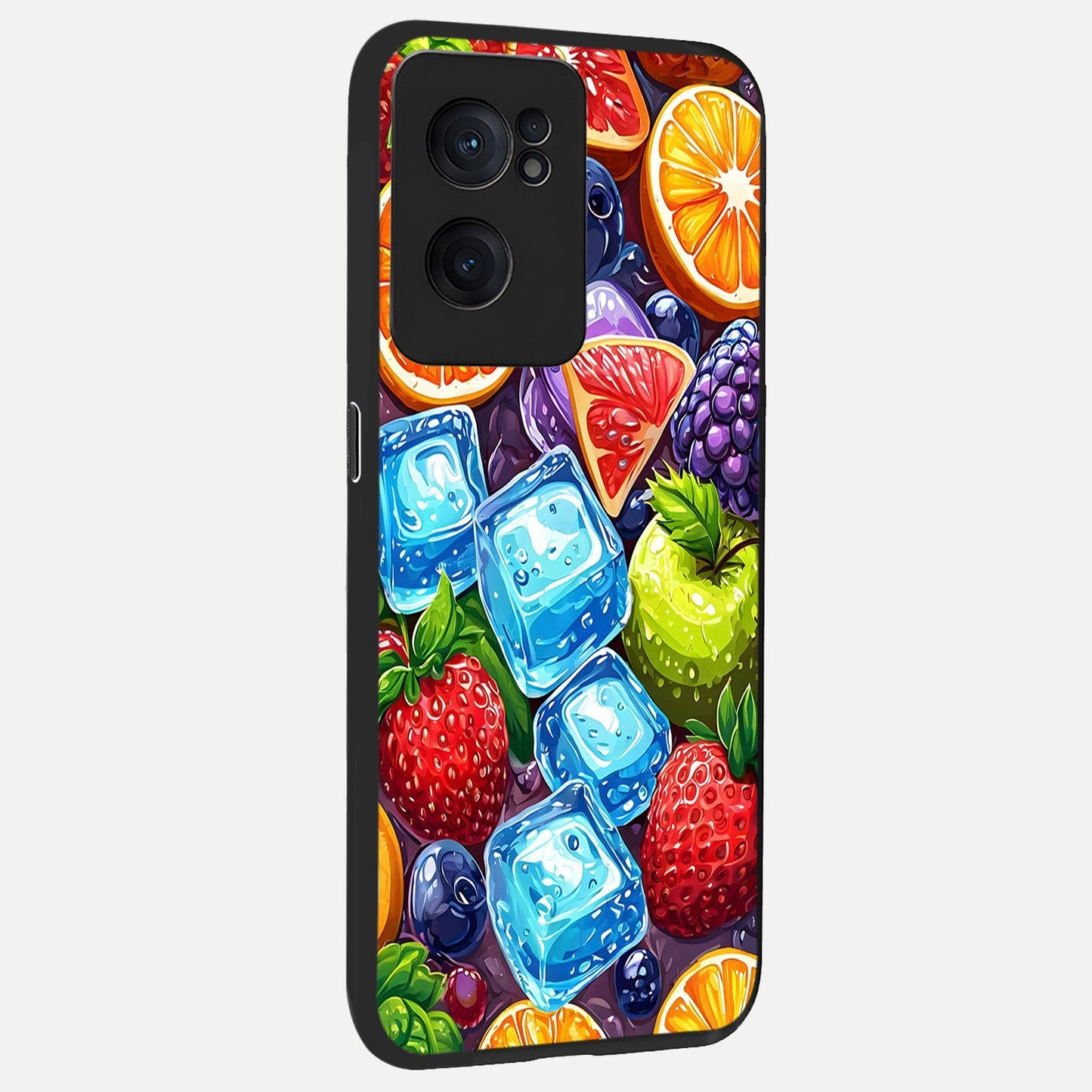 Colorful Fruits with Ice back cover For Oneplus Nord CE2 slim fit glass case with vibrant aesthetic design