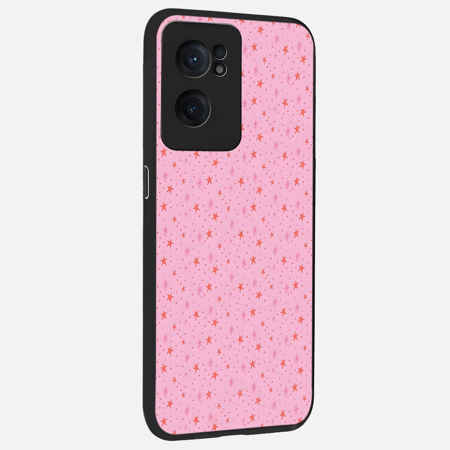 Cosmic Pink Sparkle back cover For Oneplus Nord CE2 slim fit glass case with vibrant aesthetic design