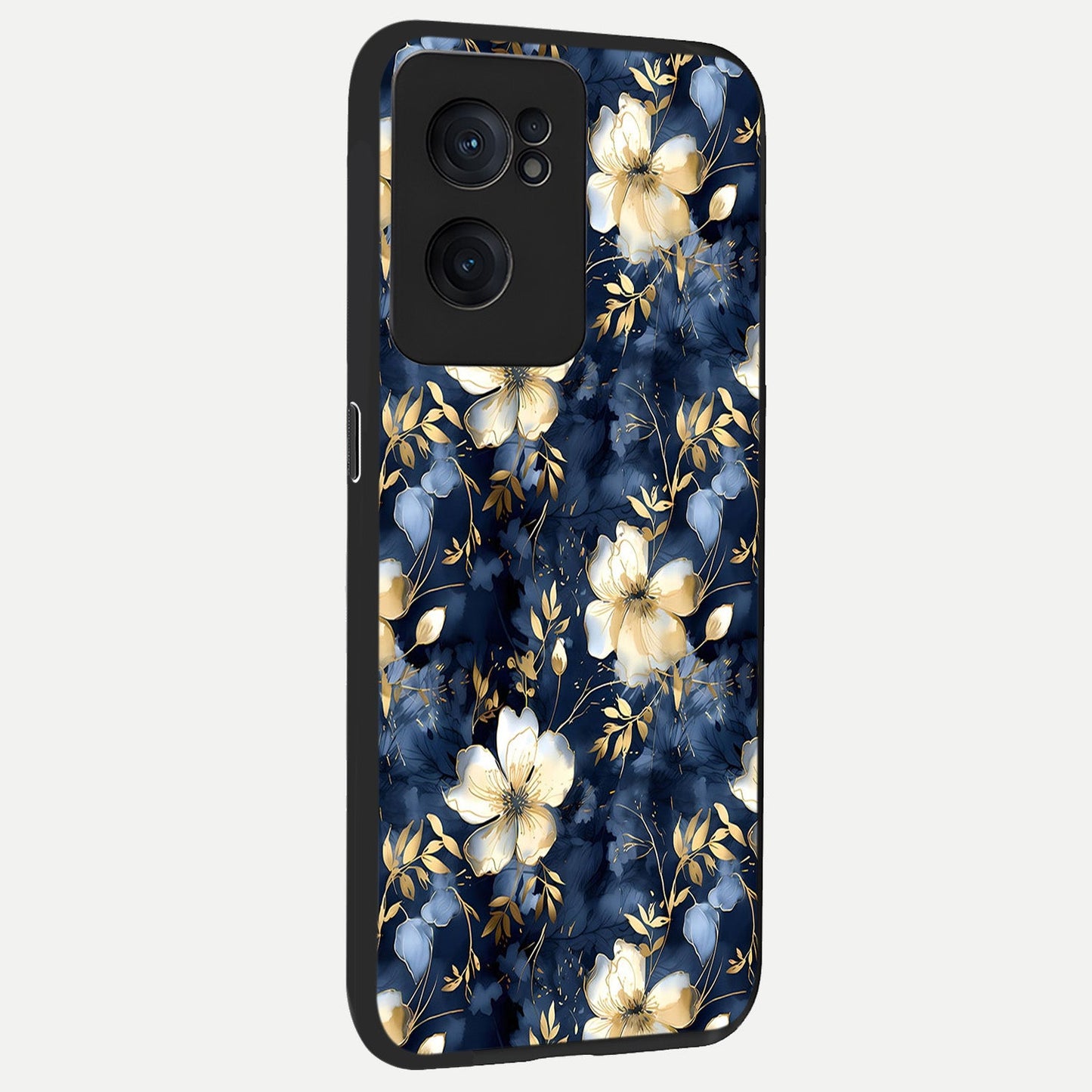 Golden Midnight Bloom back cover For Oneplus Nord CE2 slim fit glass case with vibrant aesthetic design