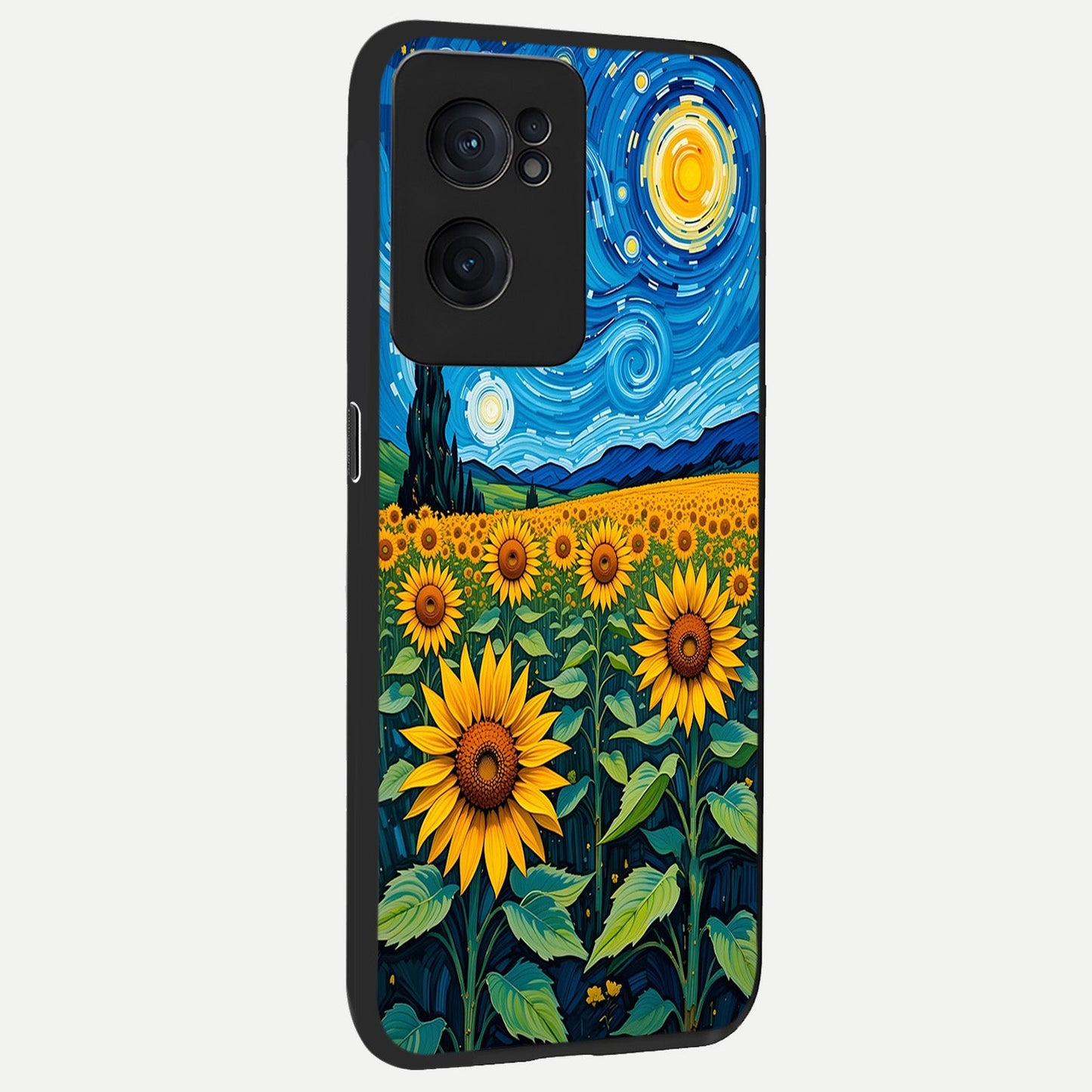 Starry Sunflower Dreams back cover For Oneplus Nord CE2 slim fit glass case with vibrant aesthetic design