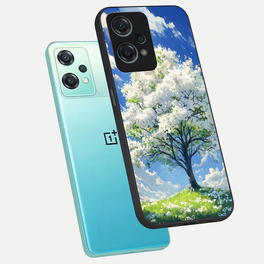 Blossom Sky Serenity phone case For Oneplus Nord CE2 Lite showing premium glass back cover with detailed artwork