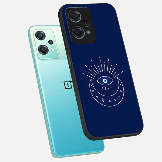 Blue Evil Eye phone case For Oneplus Nord CE2 Lite showing premium glass back cover with detailed artwork