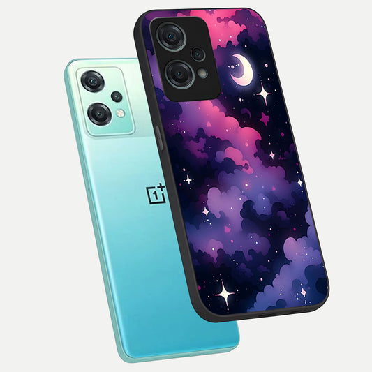 Celestial Moon Magic phone case For Oneplus Nord CE2 Lite showing premium glass back cover with detailed artwork