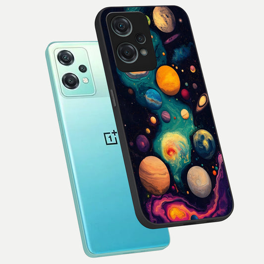 Cosmic Planet Journey phone case For Oneplus Nord CE2 Lite showing premium glass back cover with detailed artwork