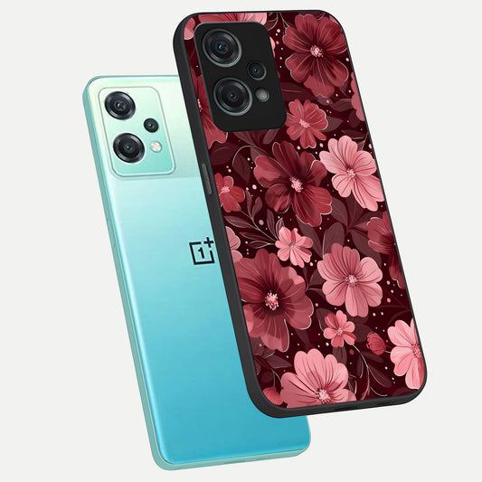 Flower Blush Bloom phone case For Oneplus Nord CE2 Lite showing premium glass back cover with detailed artwork