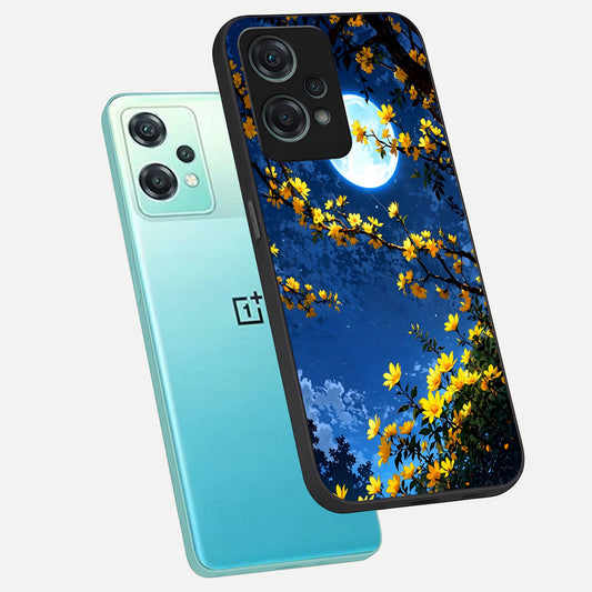 Golden Night Glow phone case For Oneplus Nord CE2 Lite showing premium glass back cover with detailed artwork