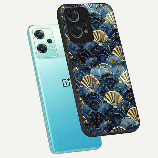 Golden Wave Luxe phone case For Oneplus Nord CE2 Lite showing premium glass back cover with detailed artwork