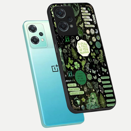 Green Mandala Pattern phone case For Oneplus Nord CE2 Lite showing premium glass back cover with detailed artwork