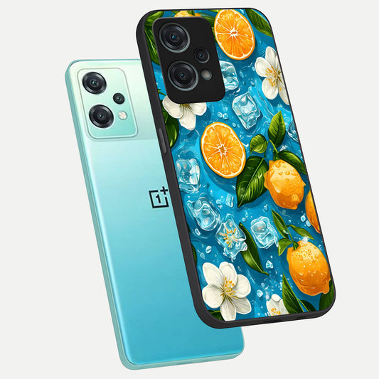 Ice Cube With Orange phone case For Oneplus Nord CE2 Lite showing premium glass back cover with detailed artwork