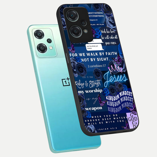 Kingdom Faith Glow phone case For Oneplus Nord CE2 Lite showing premium glass back cover with detailed artwork