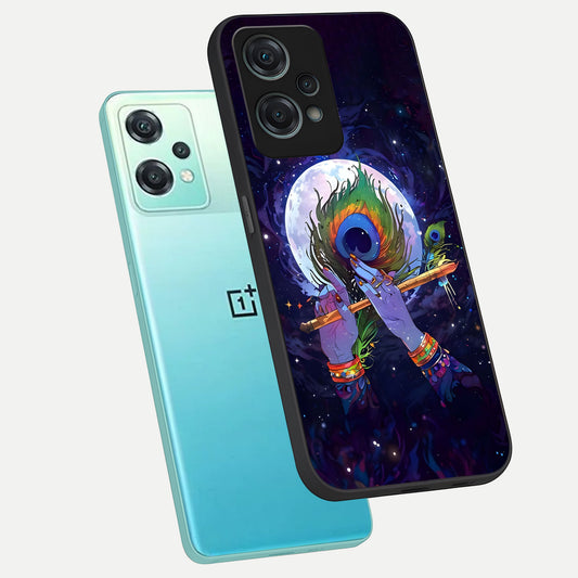 Krishna Hands Art phone case For Oneplus Nord CE2 Lite showing premium glass back cover with detailed artwork
