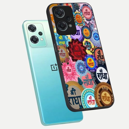 Radha Divine Bloom phone case For Oneplus Nord CE2 Lite showing premium glass back cover with detailed artwork