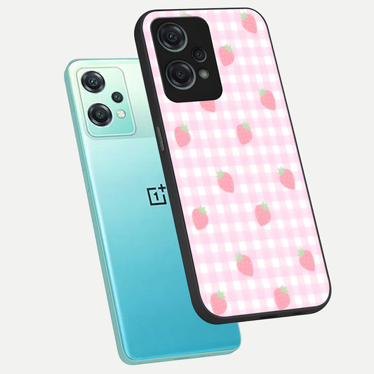 Strawberry Picnic Love phone case For Oneplus Nord CE2 Lite showing premium glass back cover with detailed artwork