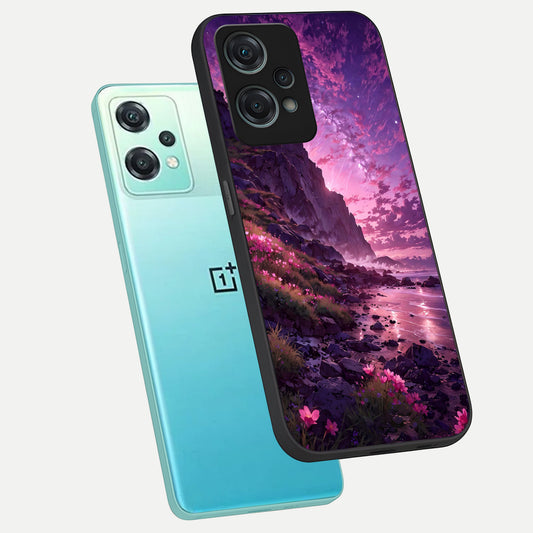 Twilight Blossom Coast phone case For Oneplus Nord CE2 Lite showing premium glass back cover with detailed artwork