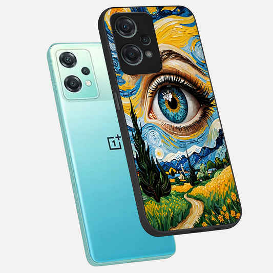 Van Gogh Eye phone case For Oneplus Nord CE2 Lite showing premium glass back cover with detailed artwork