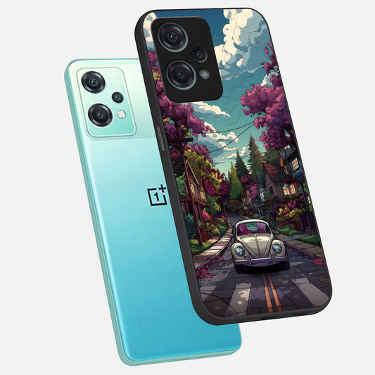Vintage Street Drive phone case For Oneplus Nord CE2 Lite showing premium glass back cover with detailed artwork