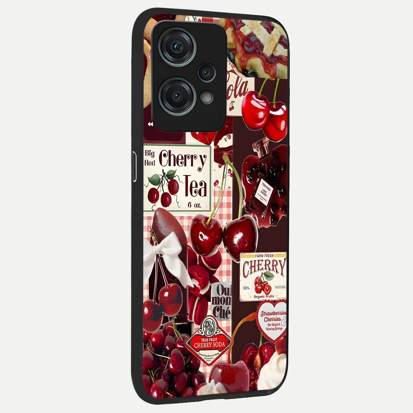Aesthetic Cherry Tea back cover For Oneplus Nord CE2 Lite slim fit glass case with vibrant aesthetic design