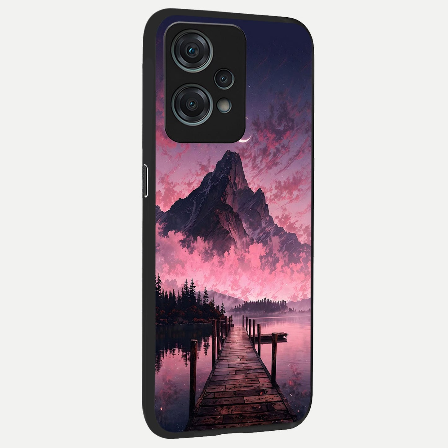 Beautiful Mountain View back cover For Oneplus Nord CE2 Lite slim fit glass case with vibrant aesthetic design