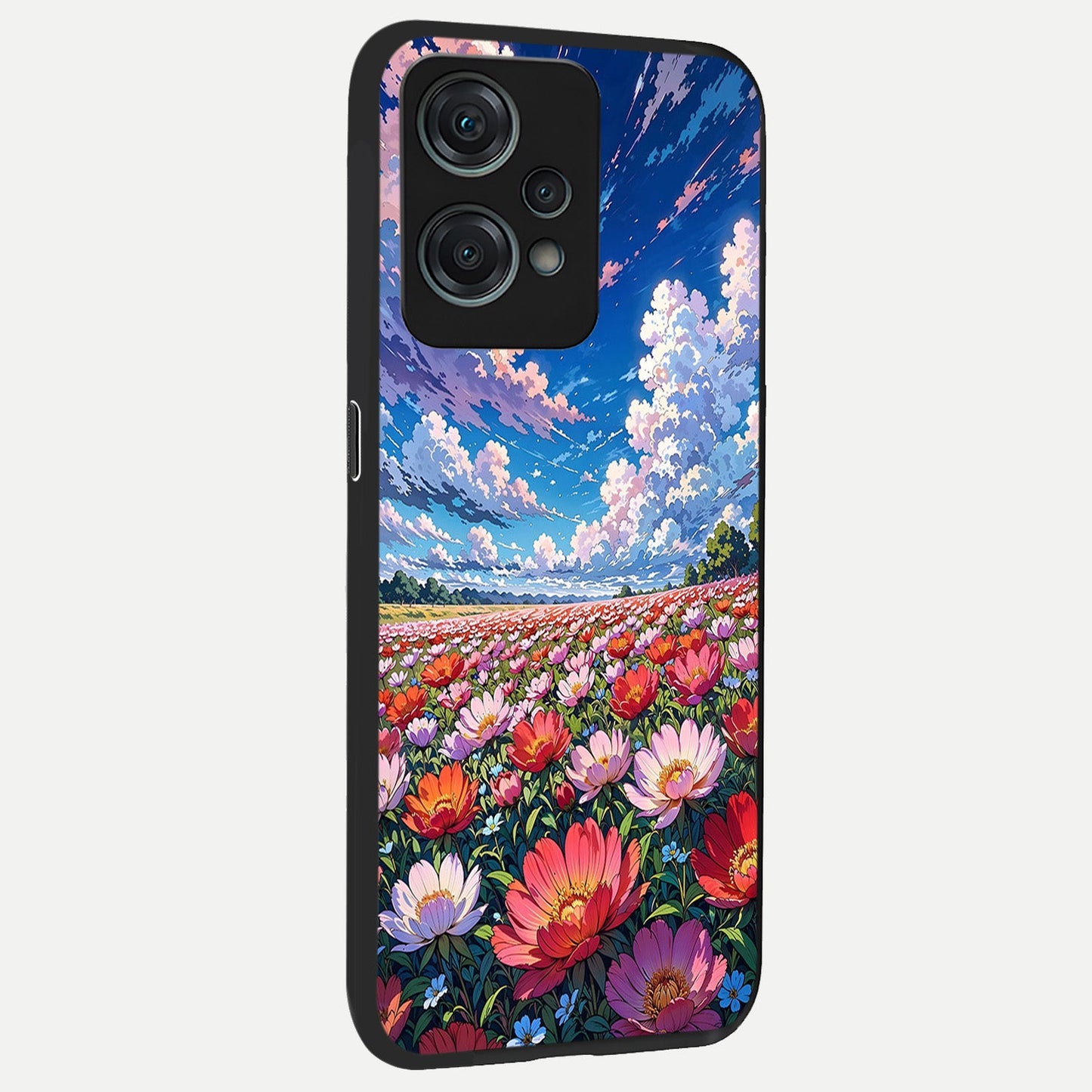 Blossom Sky Field back cover For Oneplus Nord CE2 Lite slim fit glass case with vibrant aesthetic design