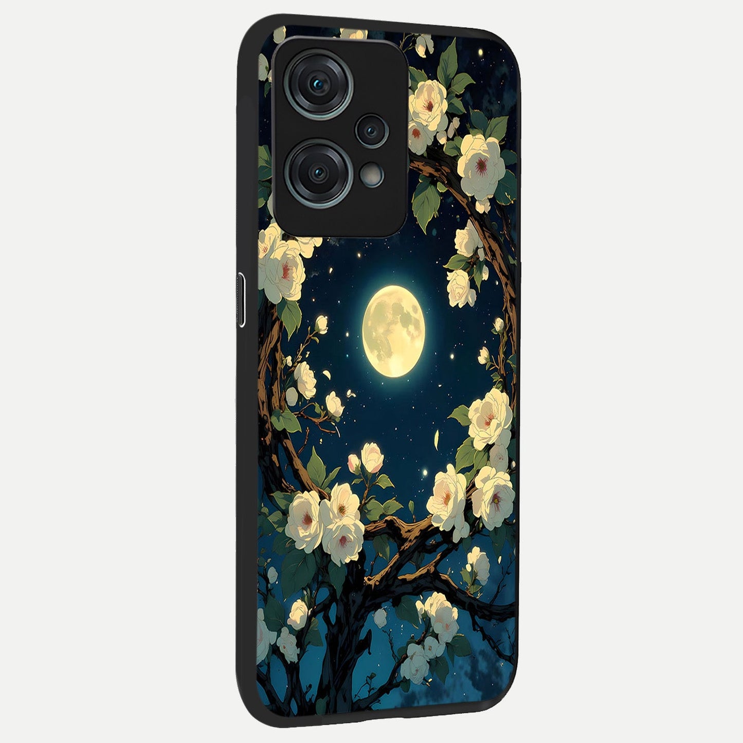Celestial Moon And Flower back cover For Oneplus Nord CE2 Lite slim fit glass case with vibrant aesthetic design
