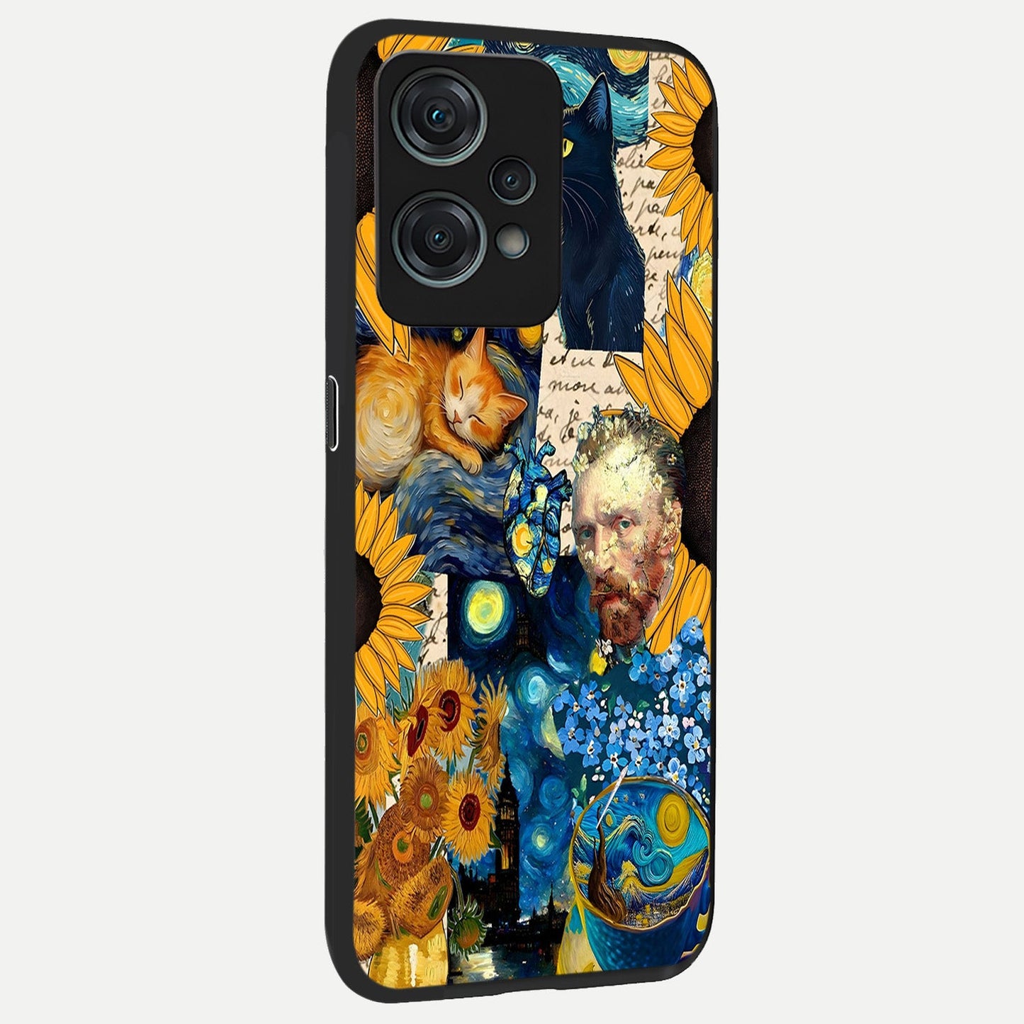 Sunflower Chic Mood Custom Name back cover For Oneplus Nord CE2 Lite slim fit glass case with vibrant aesthetic design