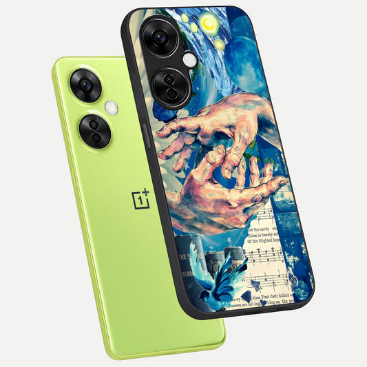 Aesthetic Divider phone case For Oneplus Nord CE3 Lite showing premium glass back cover with detailed artwork