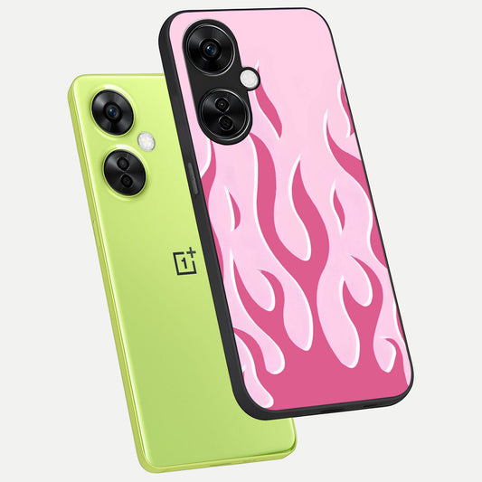 Blush Flame Energy phone case For Oneplus Nord CE3 Lite showing premium glass back cover with detailed artwork