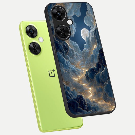 Celestial Cloud Road phone case For Oneplus Nord CE3 Lite showing premium glass back cover with detailed artwork