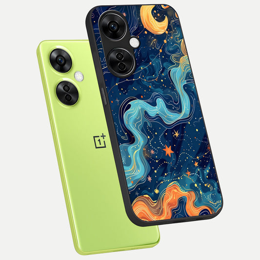 Celestial Dream Flow phone case For Oneplus Nord CE3 Lite showing premium glass back cover with detailed artwork