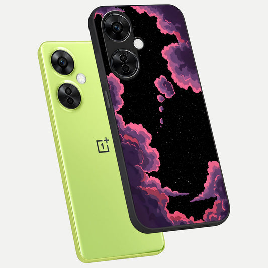 Cosmic Cloud Journey phone case For Oneplus Nord CE3 Lite showing premium glass back cover with detailed artwork