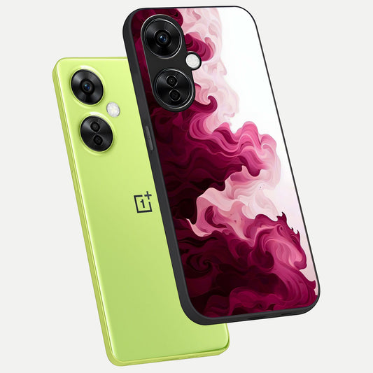 Crimson Wave Flow phone case For Oneplus Nord CE3 Lite showing premium glass back cover with detailed artwork