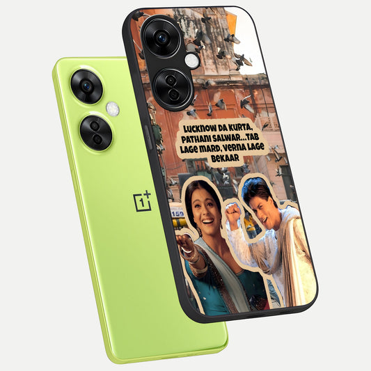 Desi Retro Vibes phone case For Oneplus Nord CE3 Lite showing premium glass back cover with detailed artwork
