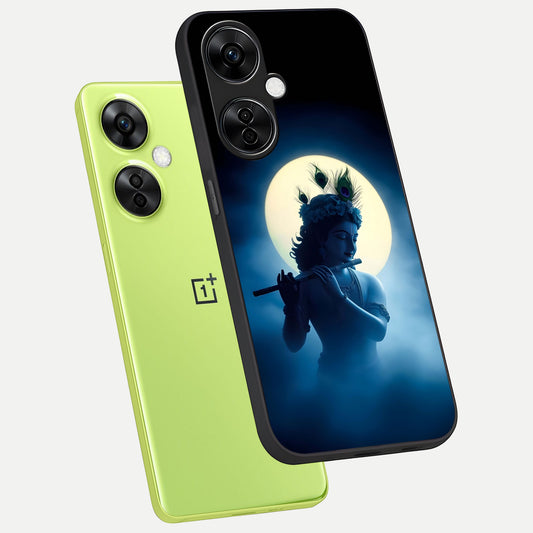 Divine Moon Flute phone case For Oneplus Nord CE3 Lite showing premium glass back cover with detailed artwork