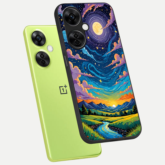 Dreamy Night Landscape phone case For Oneplus Nord CE3 Lite showing premium glass back cover with detailed artwork