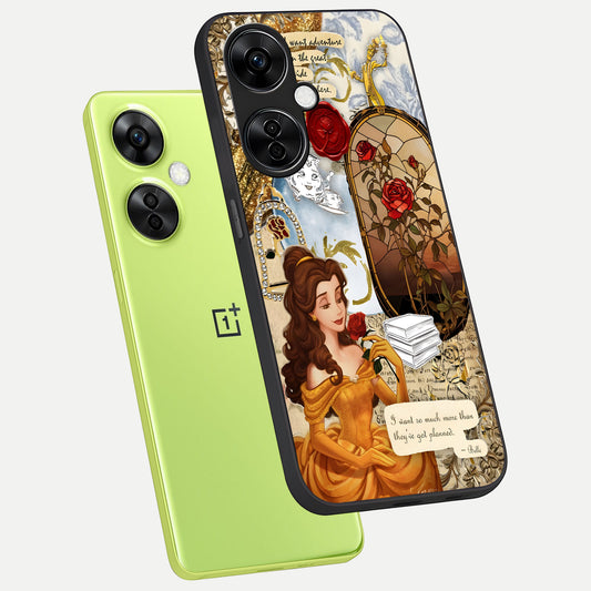 Golden Dream Belle phone case For Oneplus Nord CE3 Lite showing premium glass back cover with detailed artwork