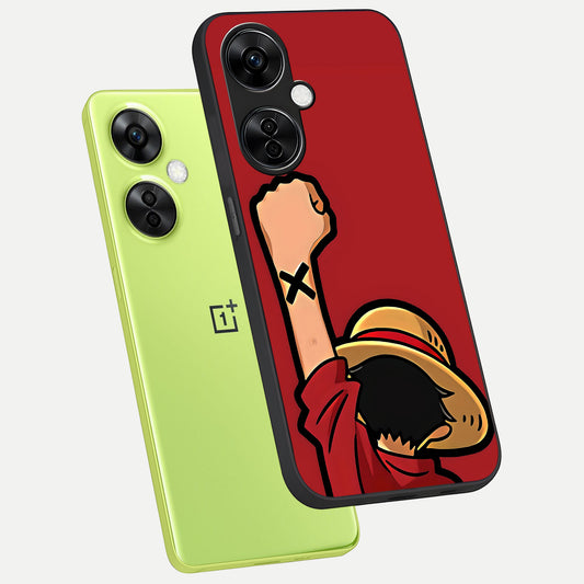 Luffy X Spirit phone case For Oneplus Nord CE3 Lite showing premium glass back cover with detailed artwork