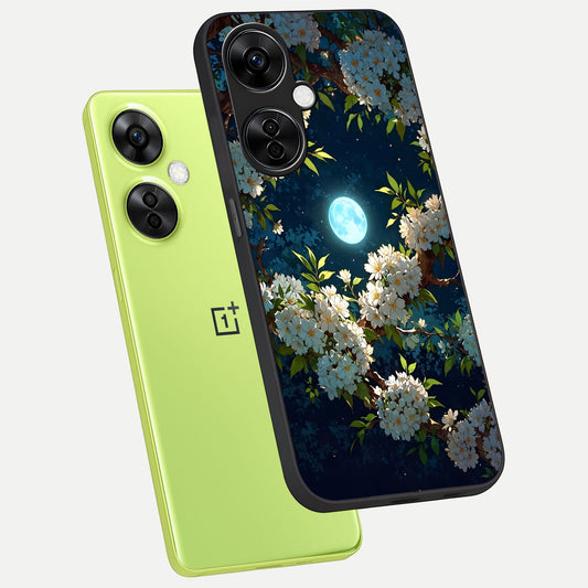 Moonlit Blossom Dream phone case For Oneplus Nord CE3 Lite showing premium glass back cover with detailed artwork