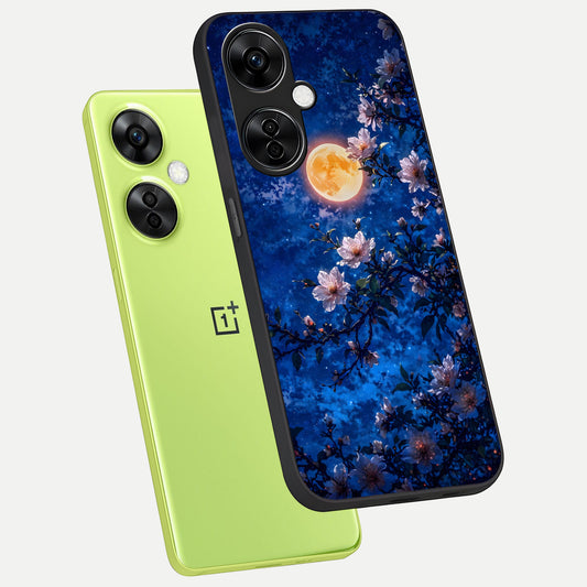 Moonlit Blossoms Night phone case For Oneplus Nord CE3 Lite showing premium glass back cover with detailed artwork